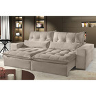 Sofá 4 Lugares Retrátil E Reclinável Máximo 2.50m Veludo Bege