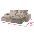 Sofá 4 Lugares Retrátil E Reclinável Máximo 2.50m Veludo Bege