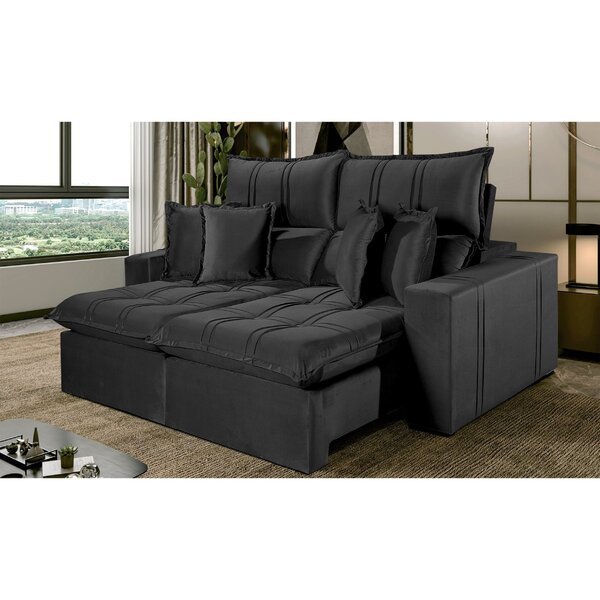 Sofá 4 Lugares Retrátil E Reclinável México Veludo Com Molas