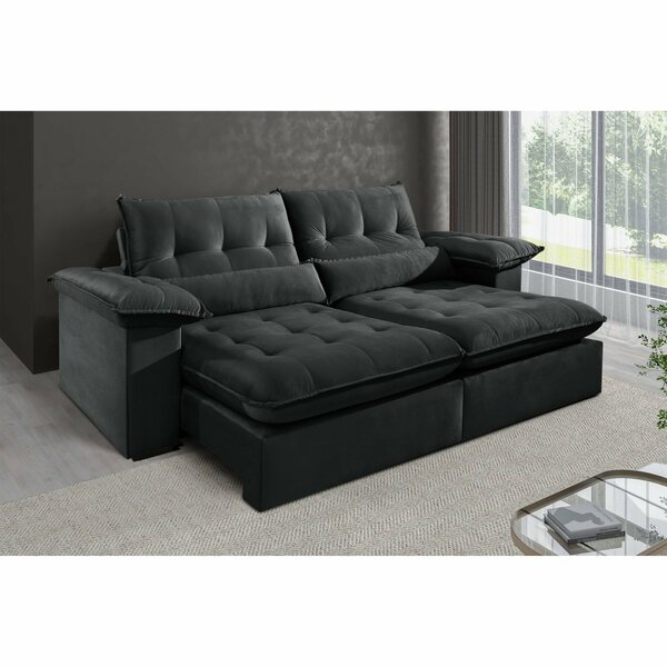 Sofá 4 Lugares Retrátil E Reclinável Mônaco Veludo Com Molas