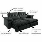 Sofá 4 Lugares Retrátil E Reclinável Mônaco Veludo Com Molas