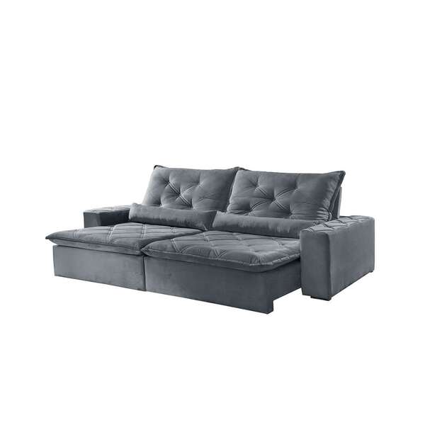 Sofá 4 Lugares Retrátil E Reclinável Nápoles Malha Cinza