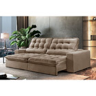 Sofá 4 Lugares Retrátil E Reclinável Orion 2.50m Veludo Palha