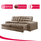 Sofá 4 Lugares Retrátil E Reclinável Orion 2.50m Veludo Palha