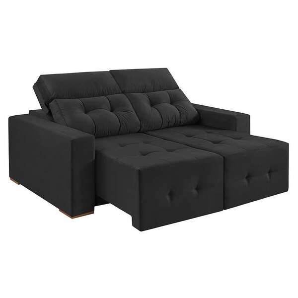 Sofá 4 Lugares Retrátil E Reclinável Roma Suede Grafite 250 Cm