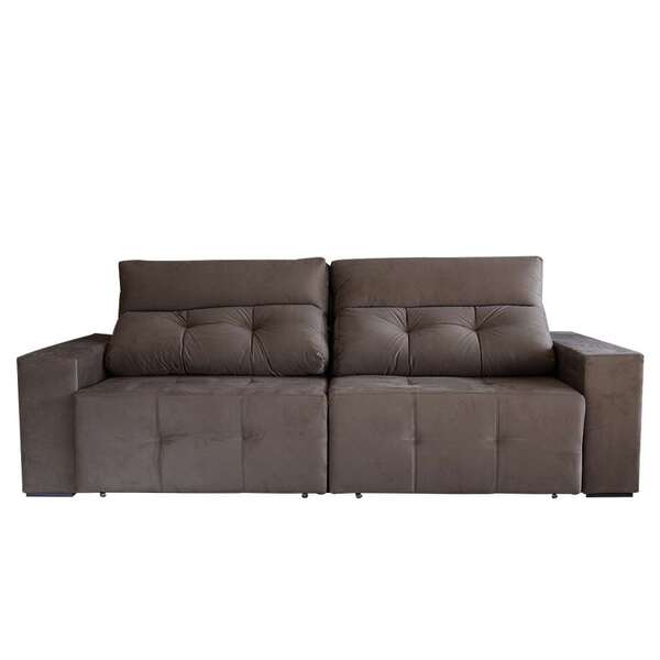 Sofá 4 Lugares Retrátil E Reclinável Roma Suede Marrom Escuro