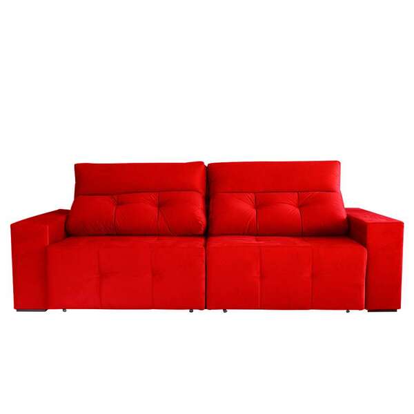 Sofá 4 Lugares Retrátil E Reclinável Roma Suede Vermelho