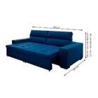 Sofá 4 Lugares Retrátil E Reclinável Spencer Veludo Azul Mari