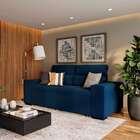 Sofá 4 Lugares Retrátil E Reclinável Spencer Veludo Azul Mari