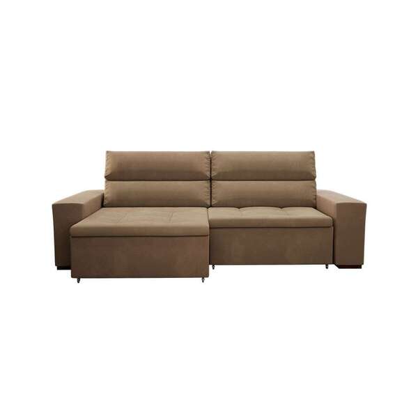 Sofá 4 Lugares Retrátil E Reclinável Spencer Veludo Bege 260