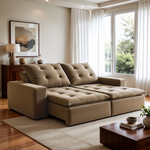 Sofá 4 Lugares Retrátil E Reclinável Super Pilow 200cm Paris