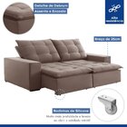 Sofá 4 Lugares Retrátil E Reclinável Super Pilow 200cm Paris