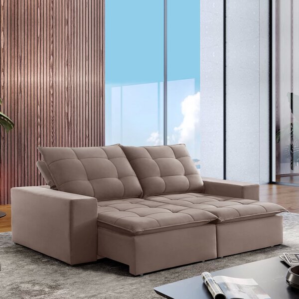 Sofá 4 Lugares Retrátil E Reclinável Super Pilow 230cm Paris