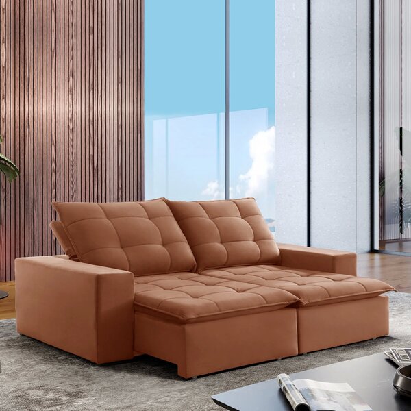 Sofá 4 Lugares Retrátil E Reclinável Super Pilow 250cm Paris