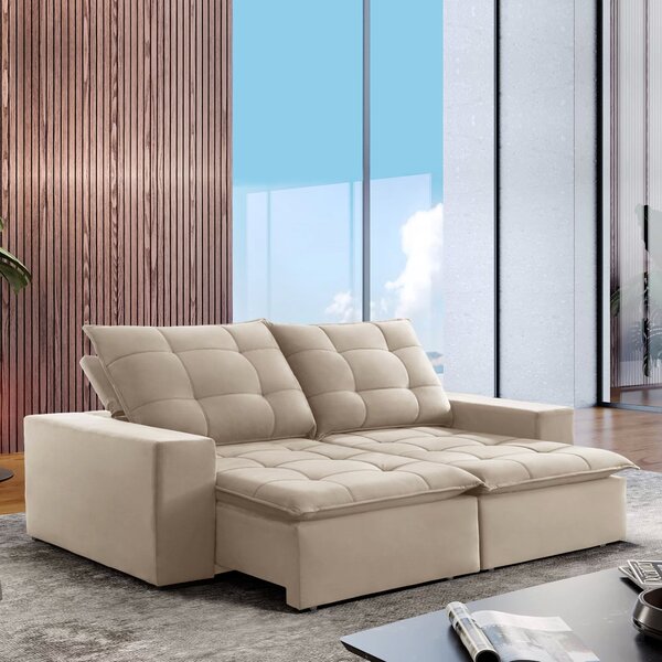 Sofá 4 Lugares Retrátil E Reclinável Super Pilow 250cm Paris