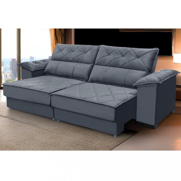 Sofá 4 Lugares Retrátil E Reclinável Veludo 260cm Roma Requin