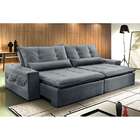 Sofá 4 Lugares Retrátil E Reclinável Zurique Malha Cinza