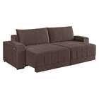 Sofá 4 Lugares Retrátil Línea Com Kit Usb Veludo Marrom 250cm