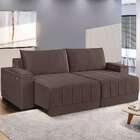 Sofá 4 Lugares Retrátil Línea Com Kit Usb Veludo Marrom 250cm