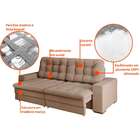 Sofá 4 Lugares Retrátil Lubeck Plush Suede Bege 250 Cm