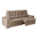 Sofá 4 Lugares Retrátil Lubeck Plush Suede Bege 250 Cm