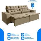 Sofá 4 Lugares Retrátil Reclinável 2,52m 3 Portas Usb