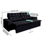 Sofá 4 Lugares Retrátil Reclinável 2,52m 3 Portas Usb Preto