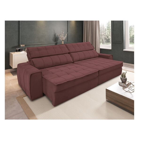 Sofá 4 Lugares Retrátil Reclinável 2,94m Veludo Premiatto Gralha Azul