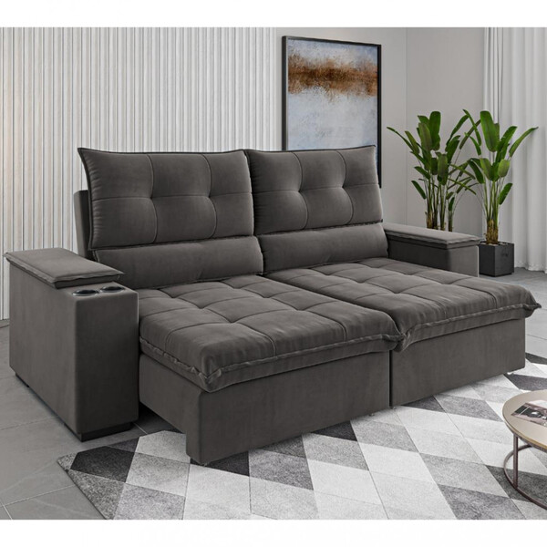 Sofá 4 Lugares Retrátil Reclinável 230cm Veludo Florence Vier