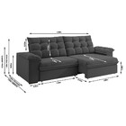 Sofá 4 Lugares Retrátil Reclinável 250cm Slim Veludo Palermo