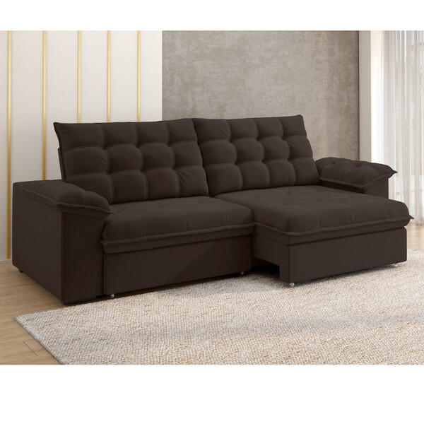 Sofá 4 Lugares Retrátil Reclinável 250cm Slim Veludo Palermo