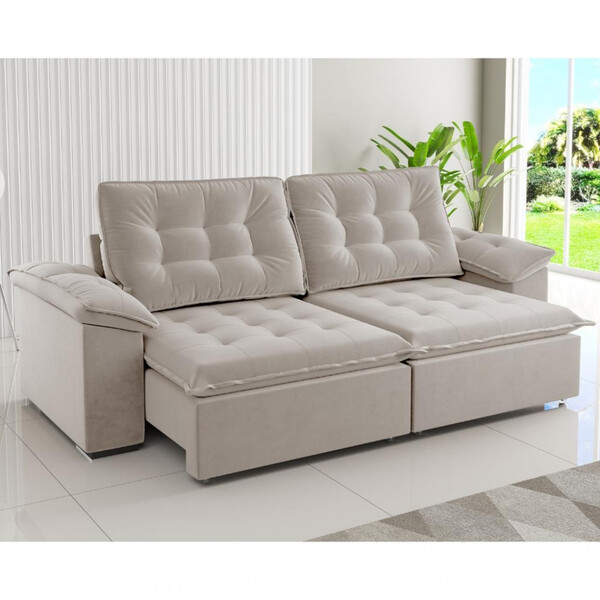 Sofá 4 Lugares Retrátil Reclinável 250cm Veludo Clarke Viero