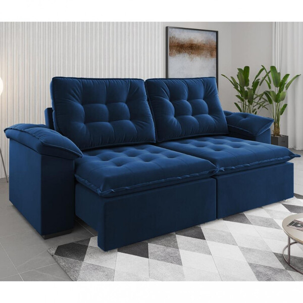 Sofá 4 Lugares Retrátil Reclinável 250cm Veludo Clarke Viero