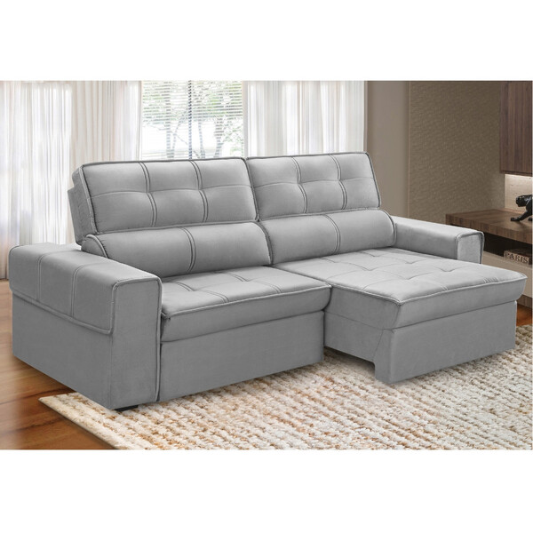 Sofá 4 Lugares Retrátil Reclinável 250cm Veludo Lorient Fergu