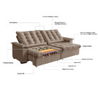 Sofá 4 Lugares Retrátil Reclinável 270cm Veludo Bogotá Requin