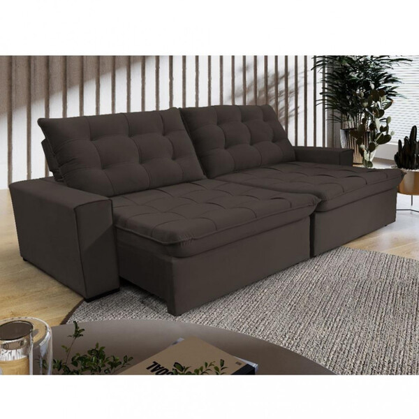 Sofá 4 Lugares Retrátil Reclinável 290cm Veludo Califórnia Wo