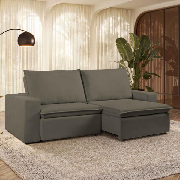 Sofá 4 Lugares Retrátil Reclinável Com Massageador 250cm Velu