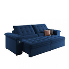 Sofá 4 Lugares Retrátil Reclinável Com Usb Veludo 250cm Khali