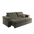 Sofá 4 Lugares Retrátil Reclinável Com Usb Veludo 250cm Khali