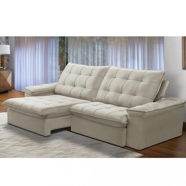 Sofá 4 Lugares Retrátil Reclinável Veludo 250cm Batam Ferguile