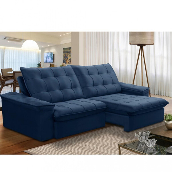 Sofá 4 Lugares Retrátil Reclinável Veludo 250cm Batam Ferguile