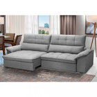 Sofá 4 Lugares Retrátil Reclinável Veludo 250cm Cartaxo Fergu