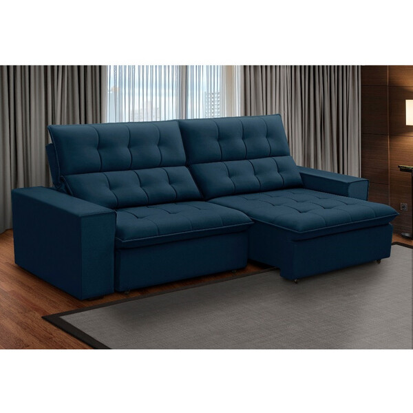 Sofá 4 Lugares Retrátil Reclinável Veludo 250cm Palermo Fergu