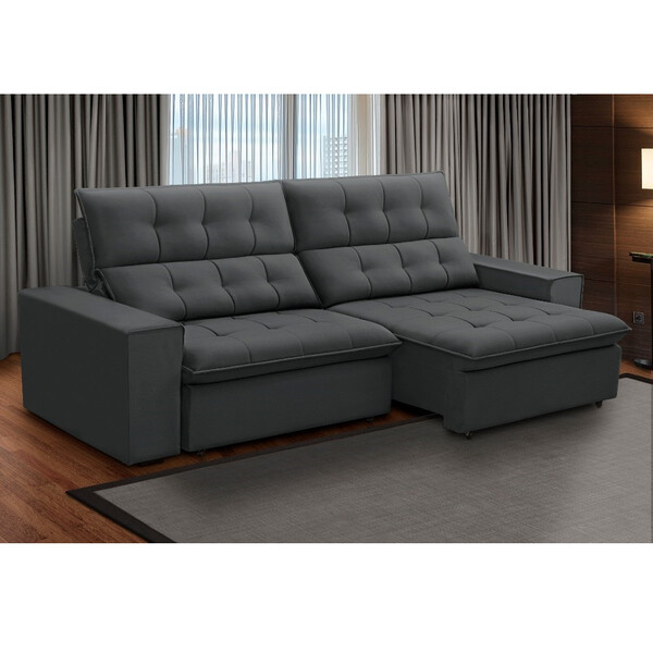 Sofá 4 Lugares Retrátil Reclinável Veludo 250cm Palermo Fergu