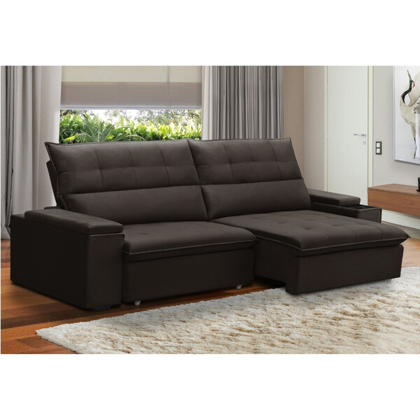 Sofá 4 Lugares Retrátil Reclinável Veludo 250cm Parma Ferguile