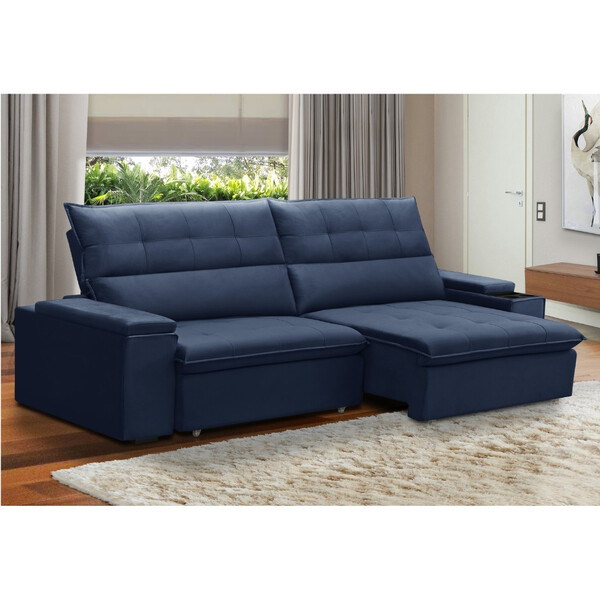 Sofá 4 Lugares Retrátil Reclinável Veludo 250cm Parma Ferguile