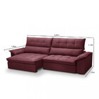 Sofá 4 Lugares Retrátil Reclinável Veludo 280cm Cartaxo Fergu