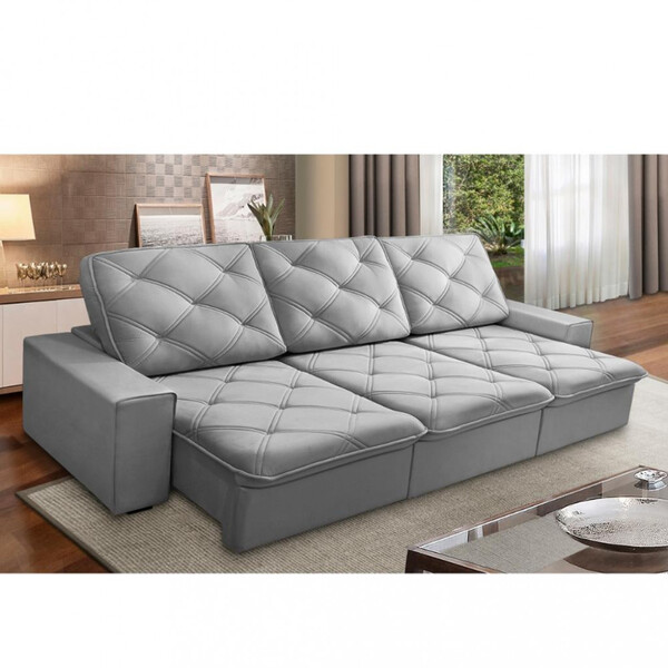 Sofá 4 Lugares Retrátil Reclinável Veludo 290cm Maldivas Ferg