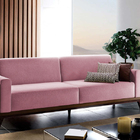 Sofá 4 Lugares Rosé Em Veludo 2,80m Séfora Plus