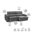 Sofá 4 Lugares Safira 252cm Cinza